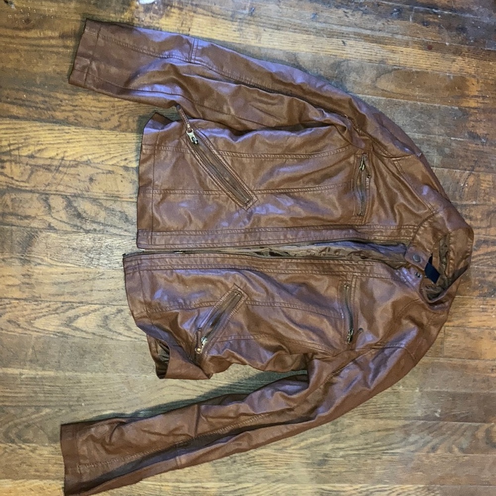 Tan/brown poly pleather jacket